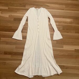 Boutique Cream Maxi Cardigan Sweater